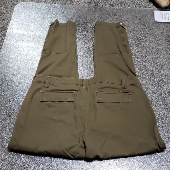 Michael Kors Olive Green Gold Zipper Cuff Pants Size 6 - Picture 2 of 16